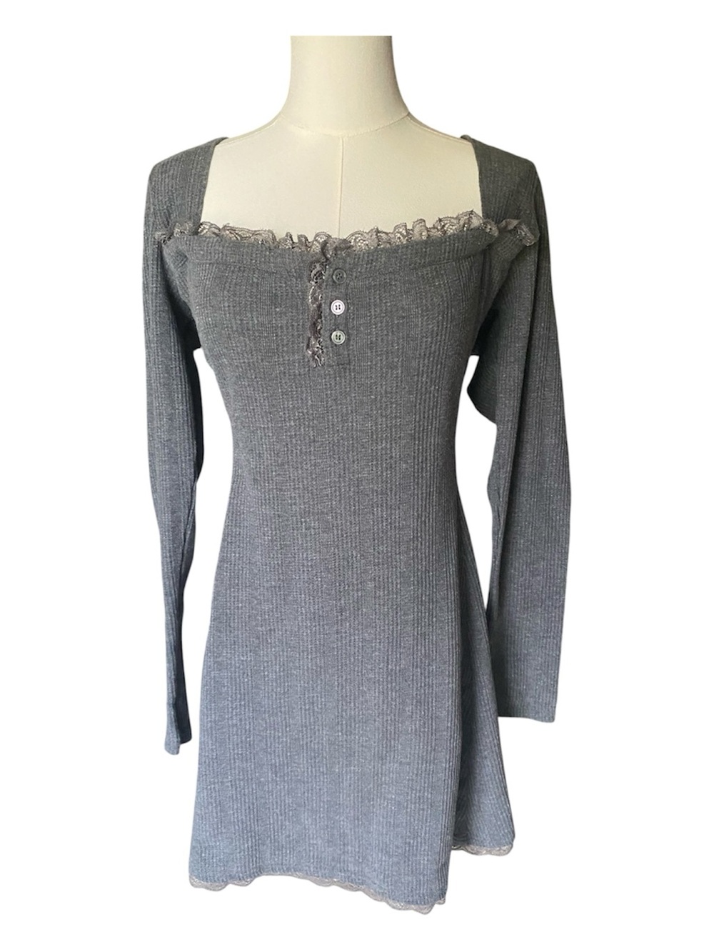 Dolls Kill Delia’s Knit Lace Trim Mini Dress